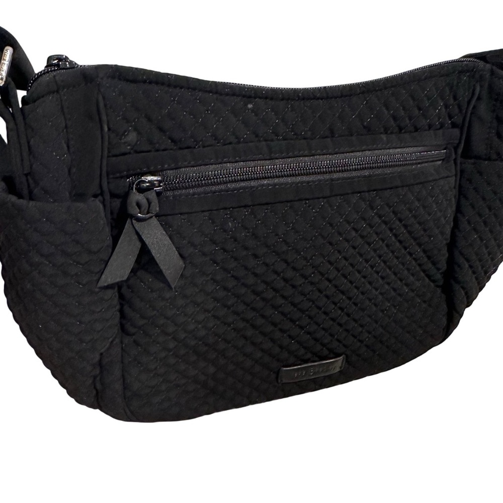 Set Vera Bradley On The Go Crossbody Purse Black, B&W Lining, & Matching Wallet - Picture 3 of 17